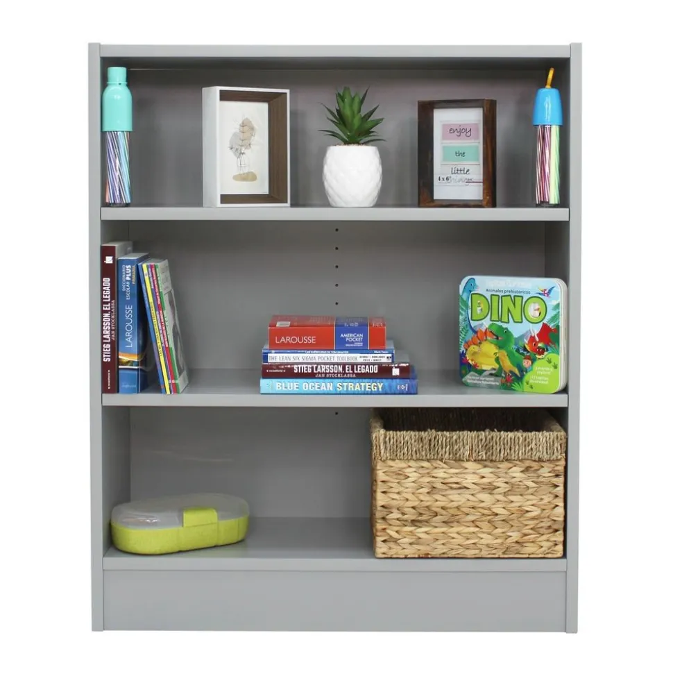 Laminate Bookcase 3-Shelf 36" Height - Gray