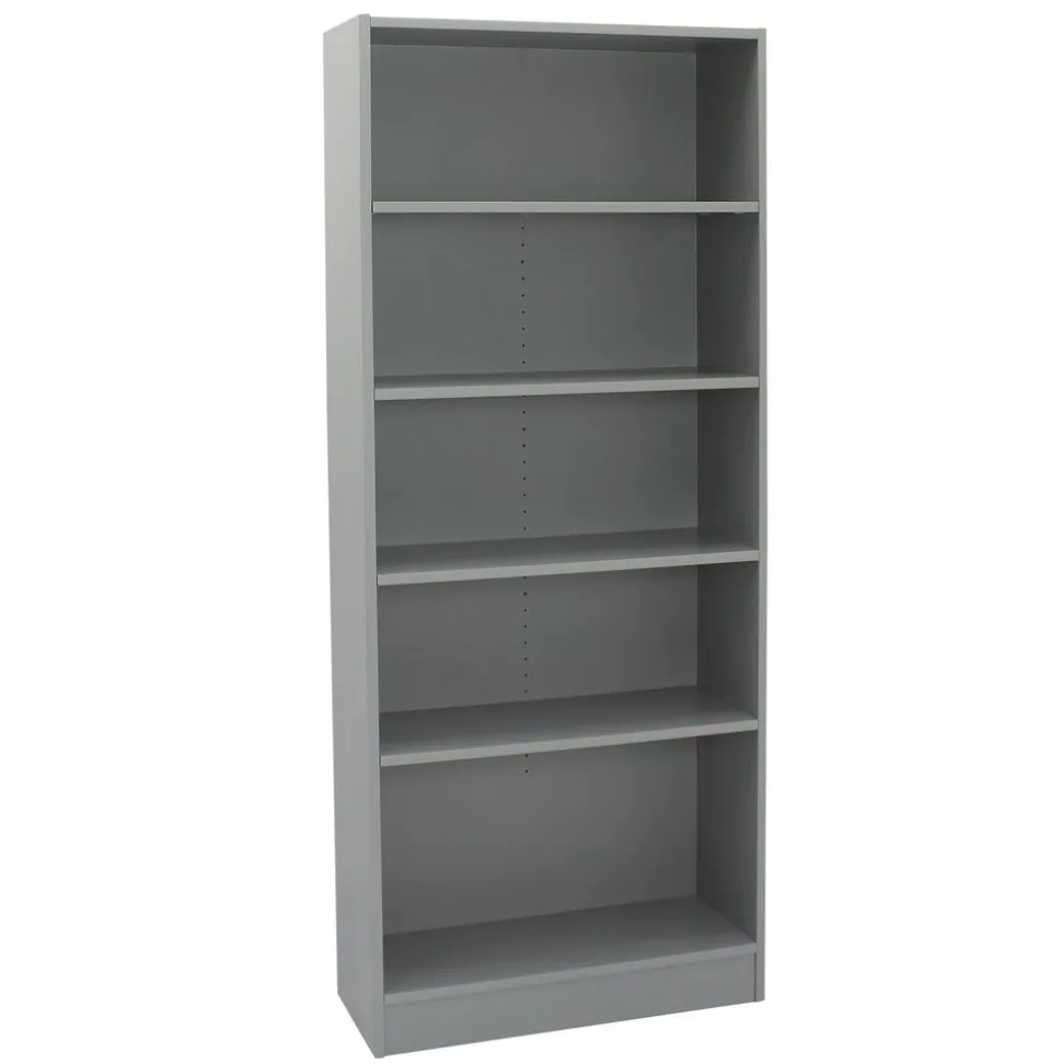 Laminate Bookcase 5-Shelf 72" Height - Gray