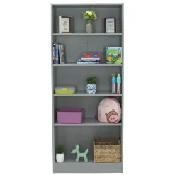 Laminate Bookcase 5-Shelf 72" Height - Gray