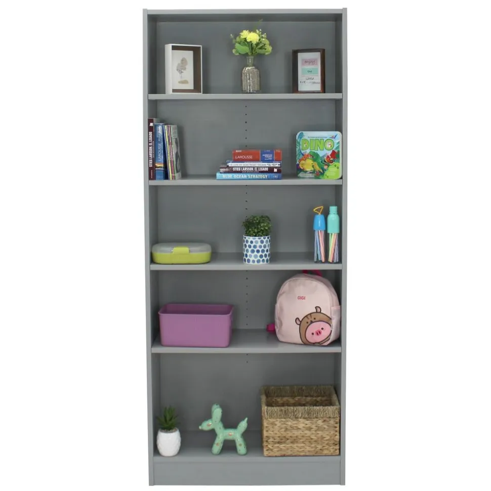 Laminate Bookcase 5-Shelf 72" Height - Gray
