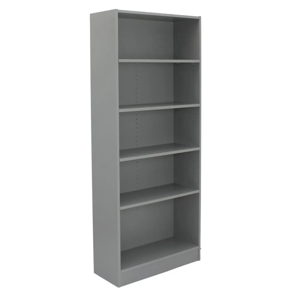 Laminate Bookcase 5-Shelf 72" Height - Gray