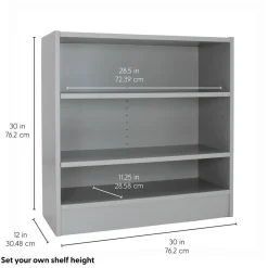 Laminate Bookcase 2-Shelf 30" Height - Gray