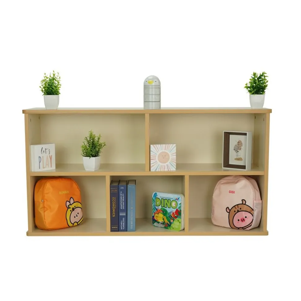 Laminate 5-Compartment Storage Cabinet 24" Height - Almond/Maple