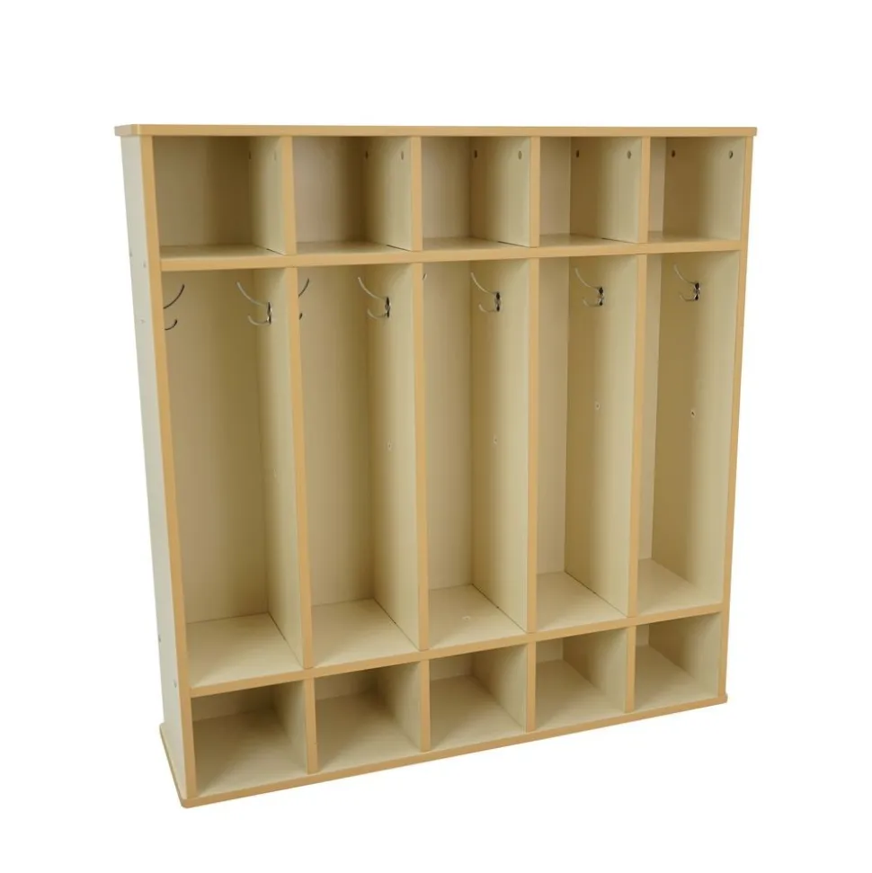Laminate 5-Section Coat Locker - Almond/Maple