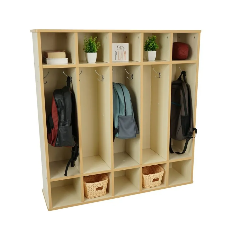 Laminate 5-Section Coat Locker - Almond/Maple