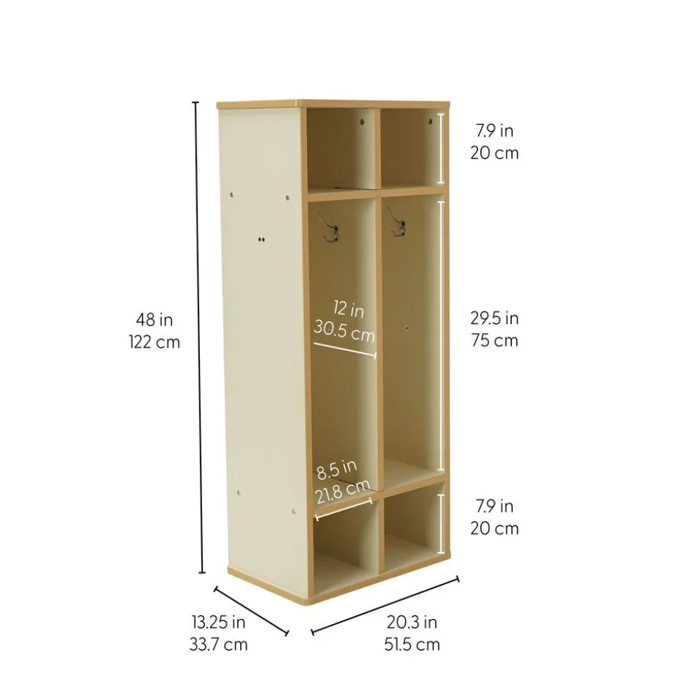 Laminate 2-Section Coat Locker - Almond/Maple