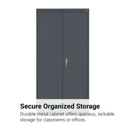 Large Locking Metal Cabinet - Charcoal