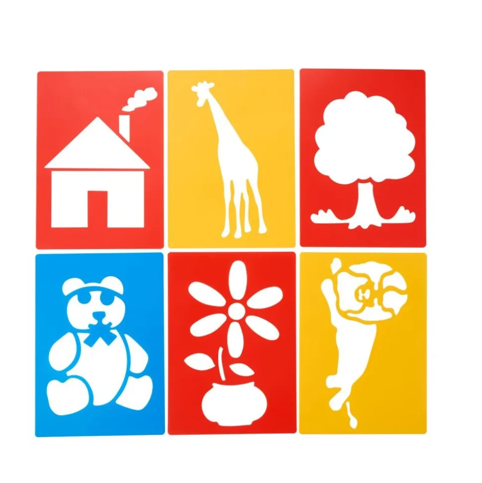 Large Washable Plastic Everyday Objects Stencils - Set of 12