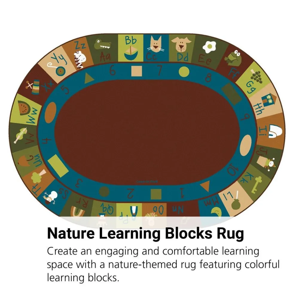 Learning Blocks Nature 6' x 9' Oval Premium Carpet