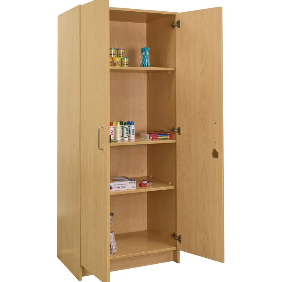 Locking Tall Laminate Storage - Maple/Maple, Ready to Assemble