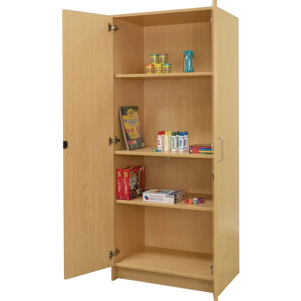 Locking Tall Laminate Storage - Maple/Maple, Ready to Assemble