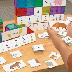 Magnetic Tiles, Letters, Numbers, & Animals Tile Toppers Kit - 260pcs