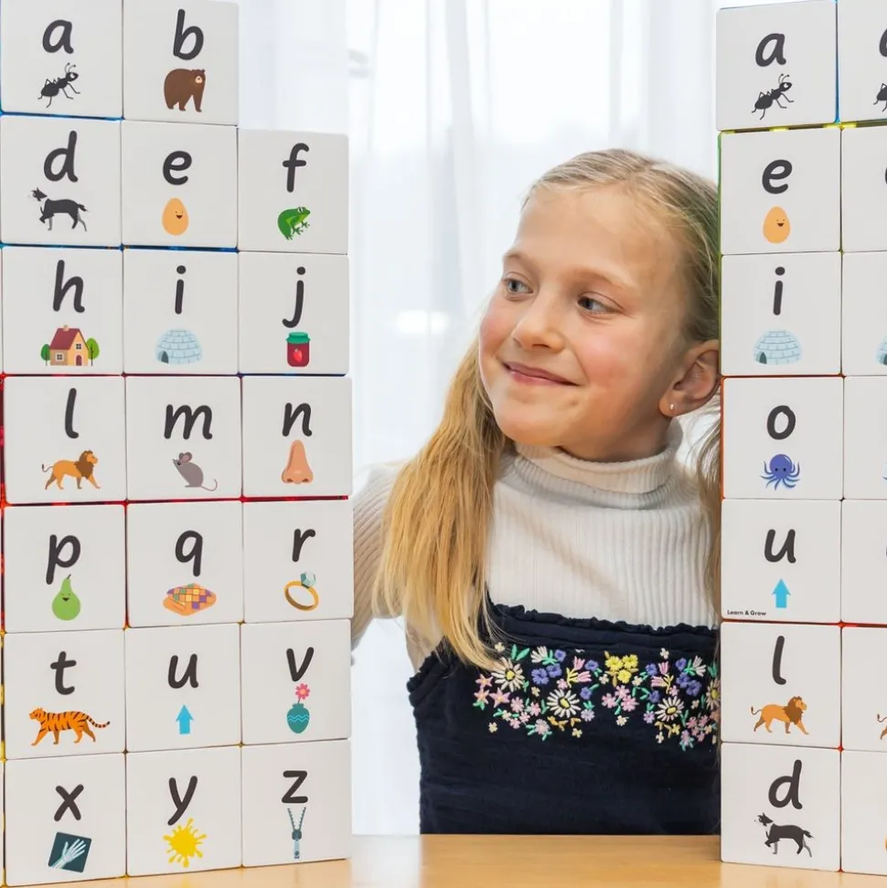 Magnetic Tile Toppers - Alphabet Lowercase - 40pcs