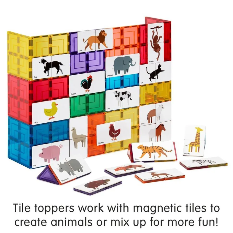 Magnetic Tile Toppers - Duo Animal Puzzle Pack - 40pcs