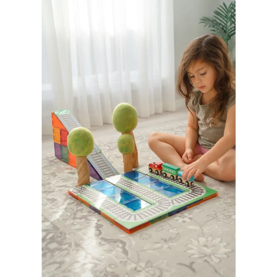 Magnetic Tile Toppers - Train Tracks - 36pcs