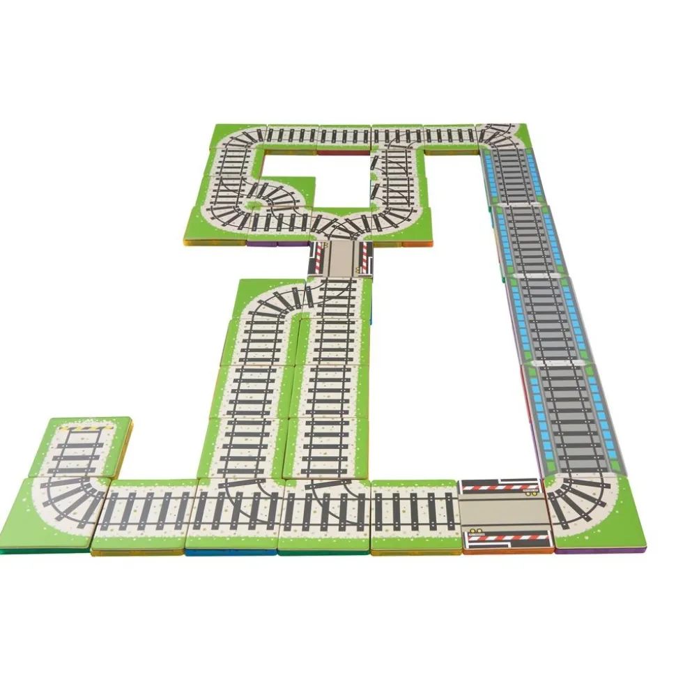 Magnetic Tile Toppers - Train Tracks - 36pcs