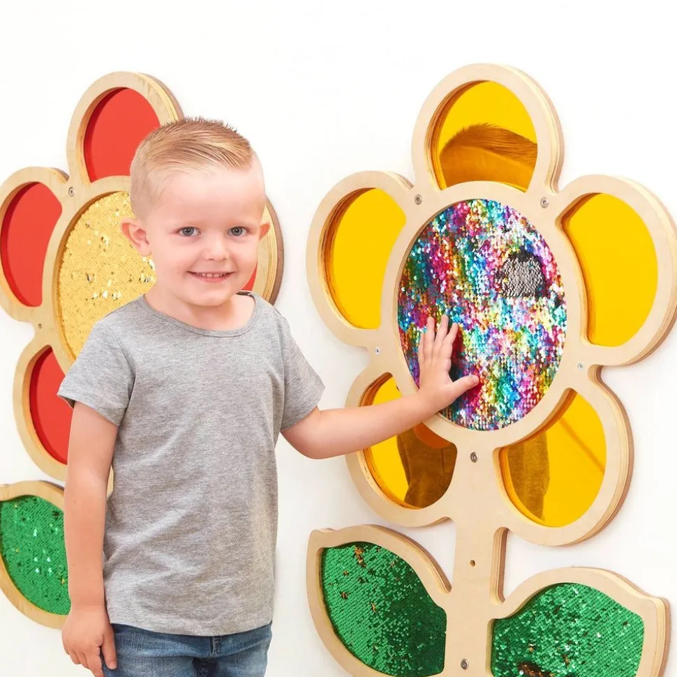 Mark Making Sequin & Mirror Daisy Frame - Yellow 30" x 22"