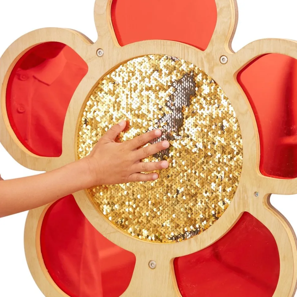 Mark Making Sequin & Mirror Daisy Frame - Red 30" x 22"
