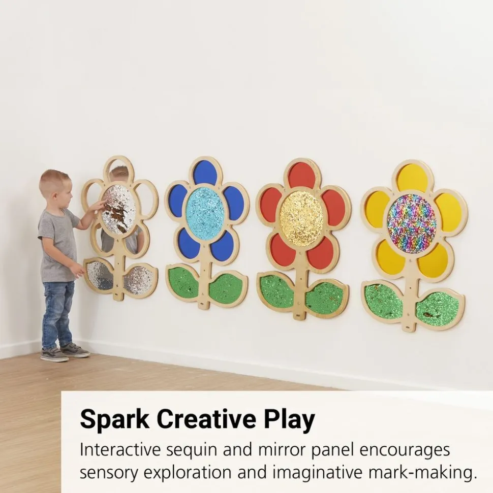 Mark Making Sequin & Mirror Daisy Frame - Blue 30" x 22"