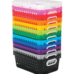 Medium Rectangle Book Baskets - 12-Pack Rainbow