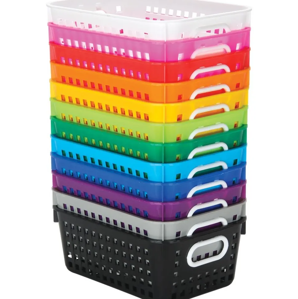 Medium Rectangle Book Baskets - 12-Pack Rainbow