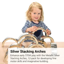 Metallic Silver Stacking Arches - 12 Pack