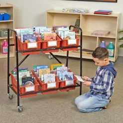 Mid-Size Mobile Storage Rack With Chapter Book Bins™ - 1 rack, 6 bins