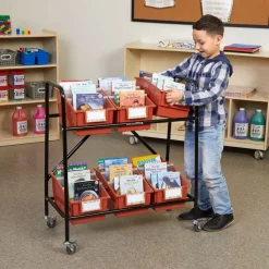 Mid-Size Mobile Storage Rack With Chapter Book Bins™ - 1 rack, 6 bins