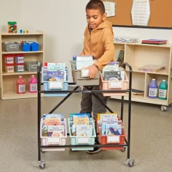 Mid-Size Mobile Storage Rack With Boho Chapter Book Bins™ - 1 rack, 6 bins