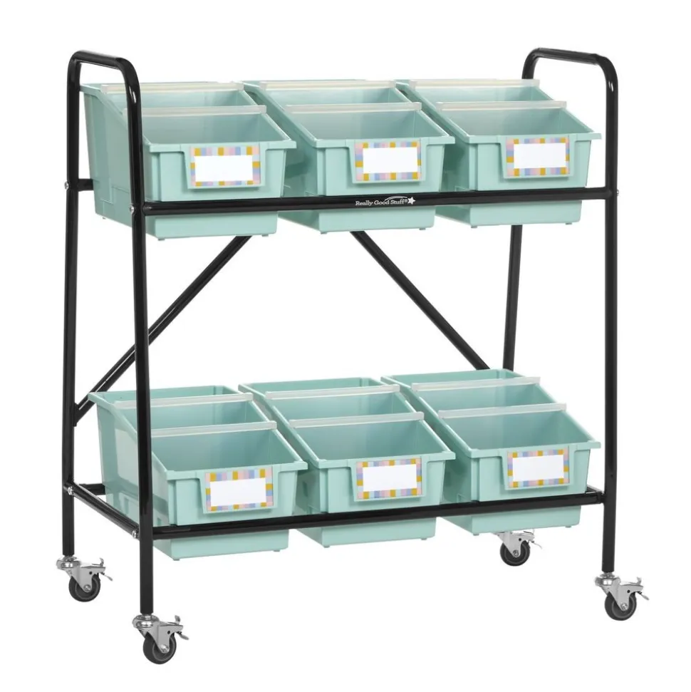 Mid-Size Mobile Storage Rack With Chapter Book Bins™ - 1 rack, 6 bins