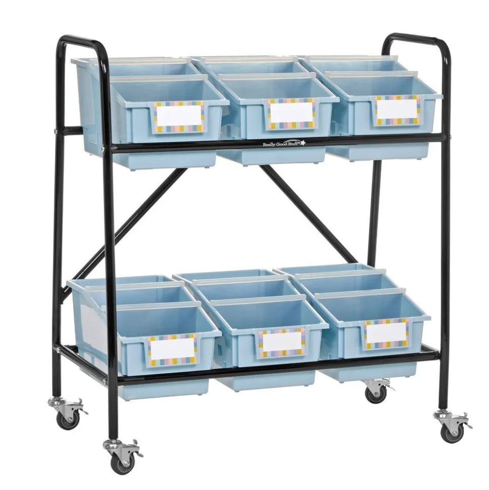 Mid-Size Mobile Storage Rack With Chapter Book Bins™ - 1 rack, 6 bins