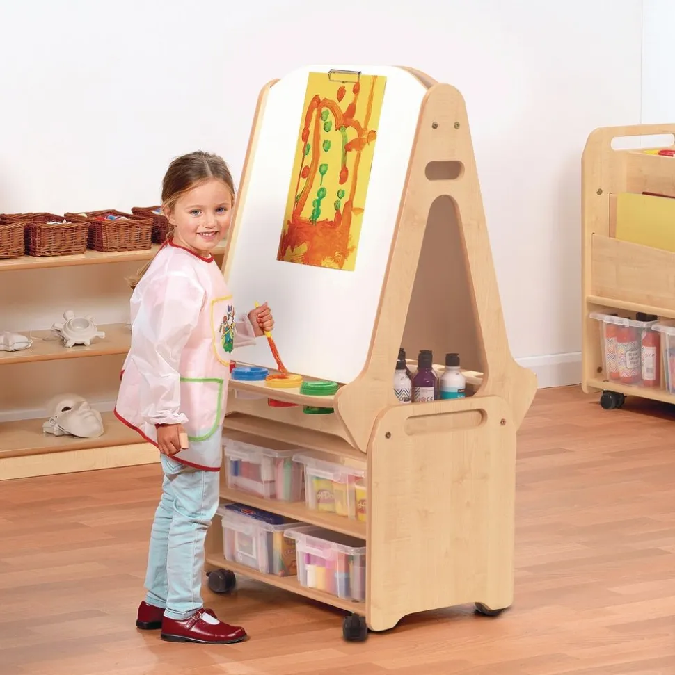 Millhouse™ Double-sided Whiteboard Easel plus Storage Trolley