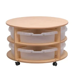 Millhouse™ Double Tier Mobile Circular Storage Unit with Clear Tubs