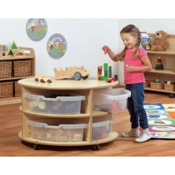 Millhouse™ Double Tier Mobile Circular Storage Unit with Clear Tubs