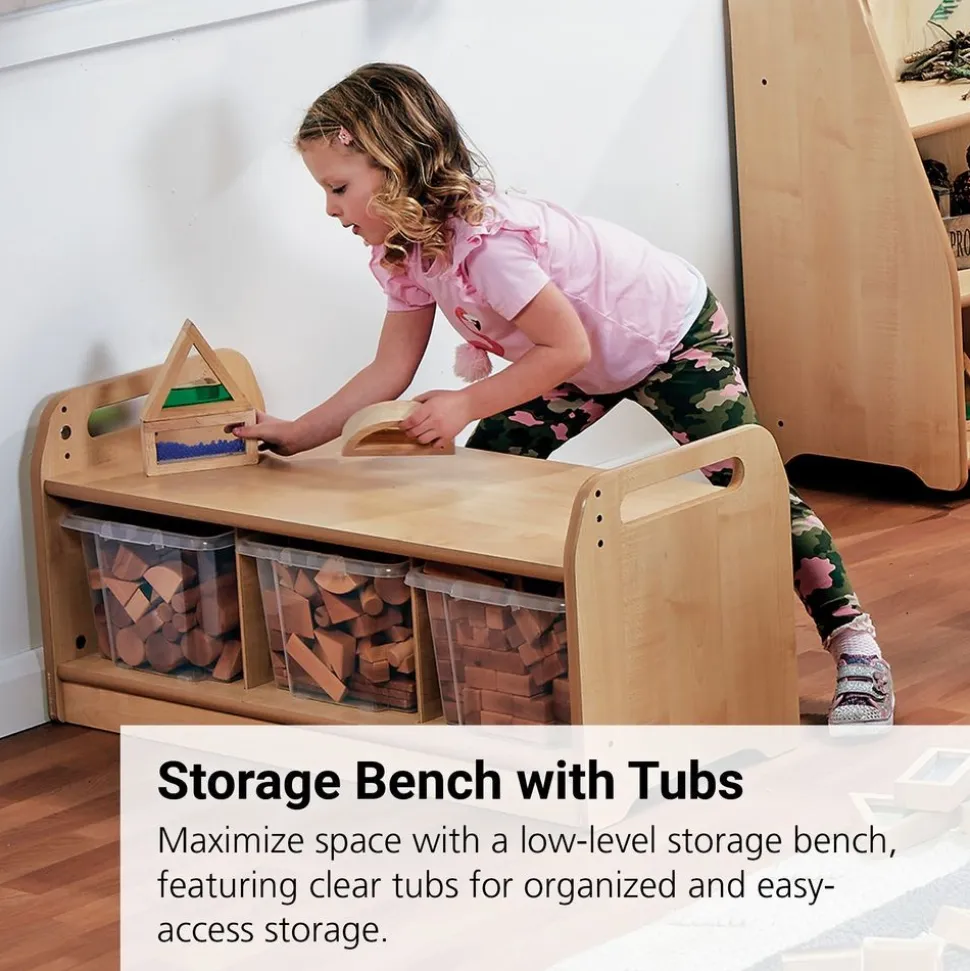 Millhouse™ Low Level Storage Bench with 3 Clear Tubs