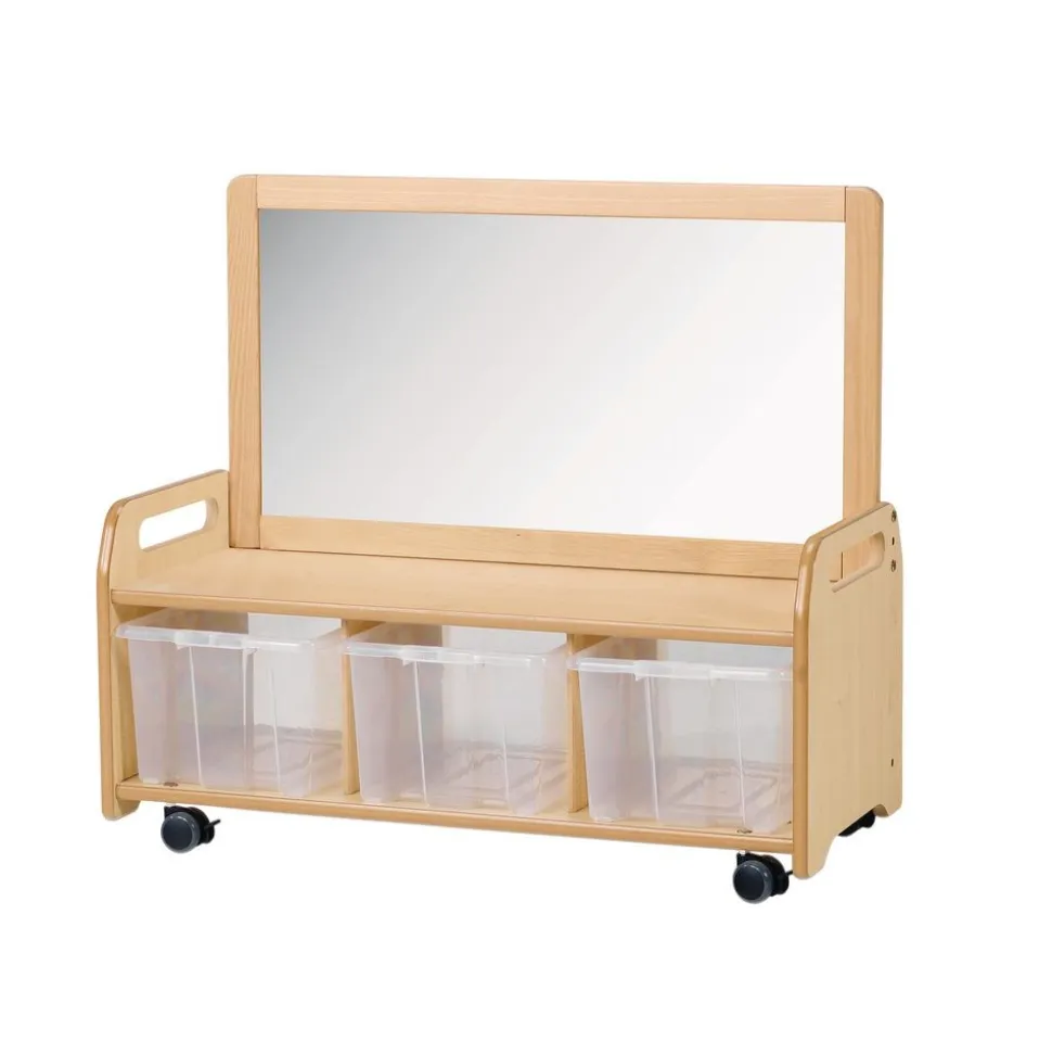 Millhouse™ Mobile Mirror Storage Unit with 3 Clear Tubs