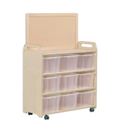 Millhouse™ Mobile Shelf Unit With Top Display Add-on and 9 Clear Tubs