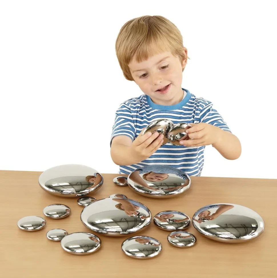 Mirrored Stacking Pebbles Silver - 20 pack