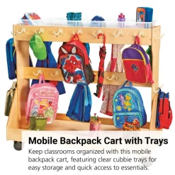 Mobile Backpack Cart - with Clear Cubbie-Trays
