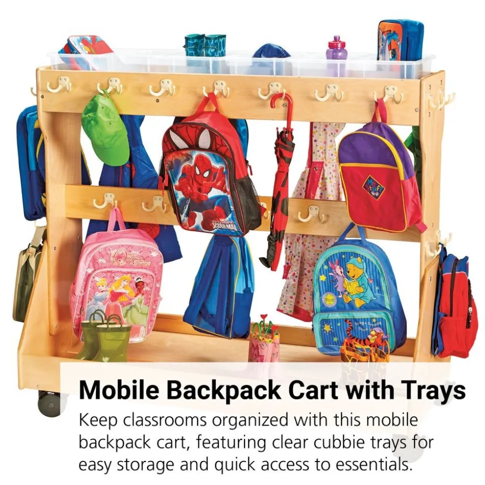 Mobile Backpack Cart - with Clear Cubbie-Trays