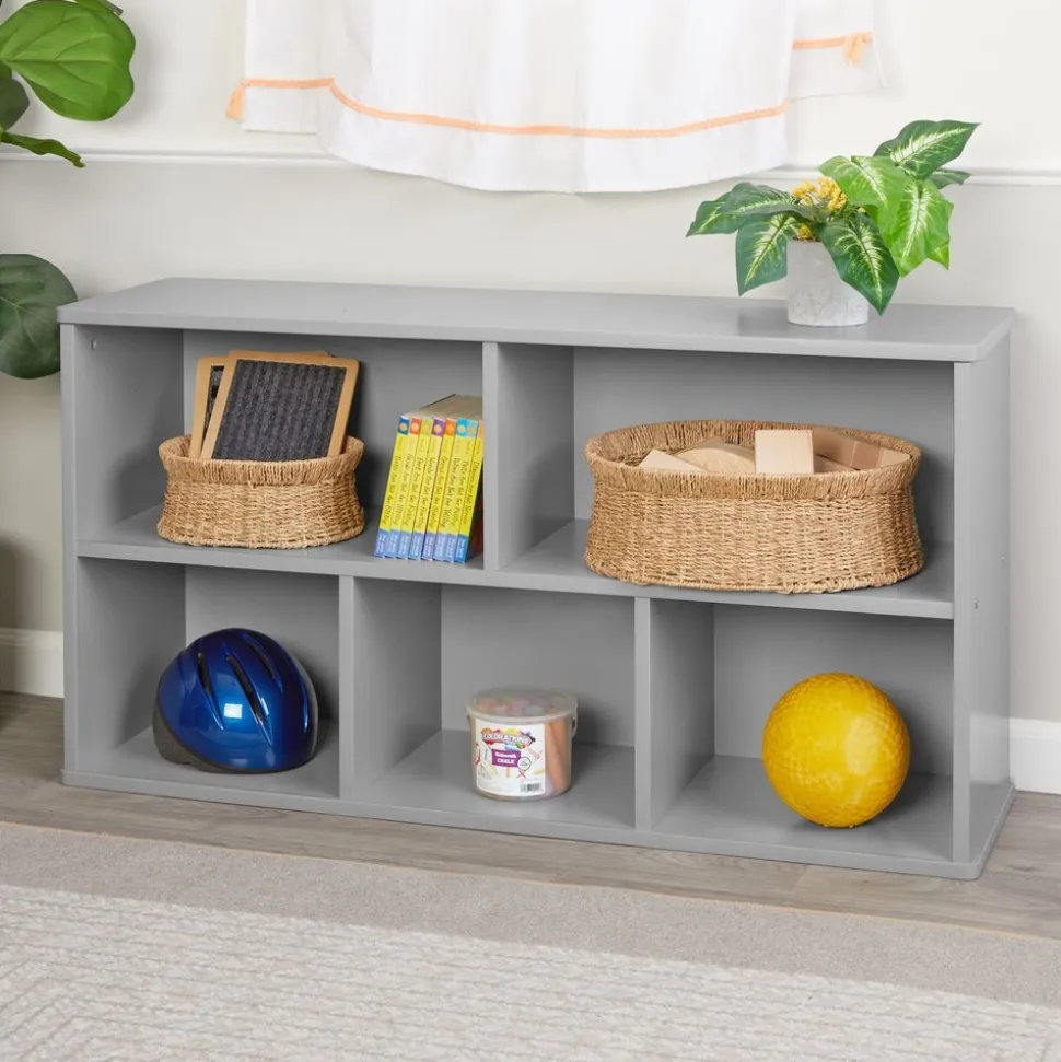 Modern Mist Laminate 5-Compartment Storage Cabinet 24" Height - Light Gray
