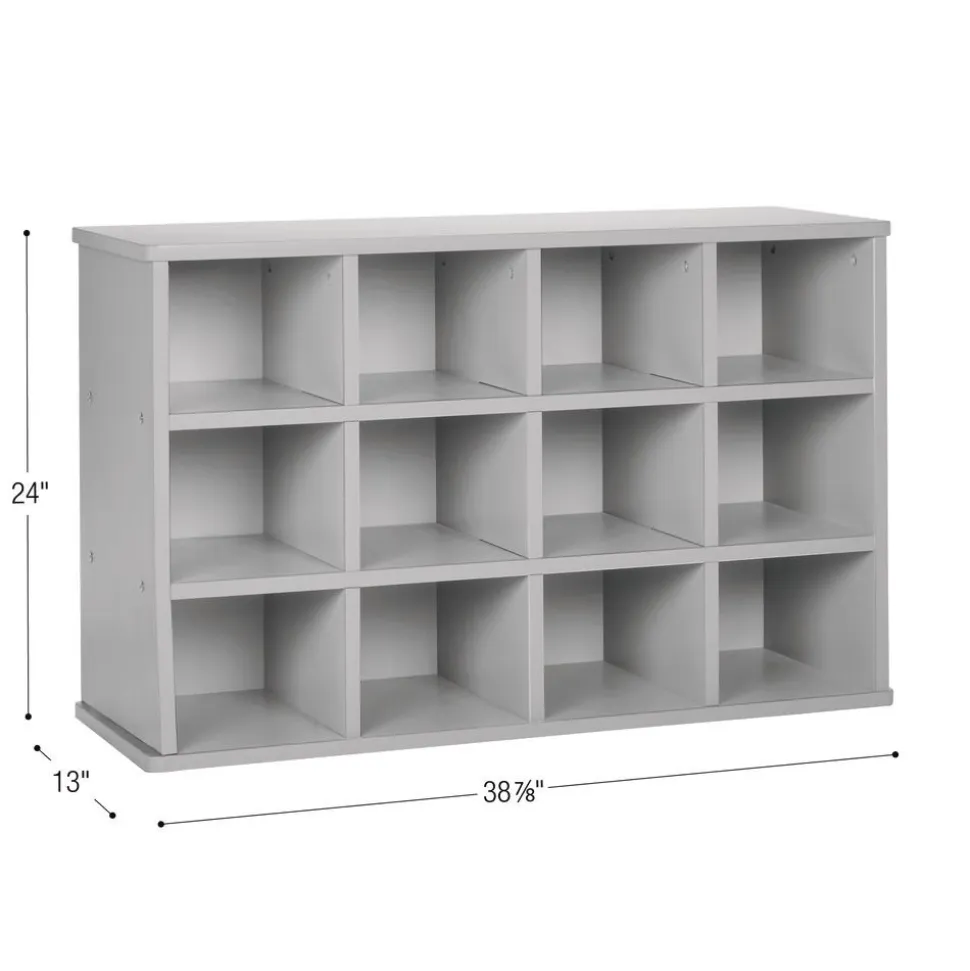 Modern Mist Laminate 12-Cubby Storage Cabinet - Light Gray