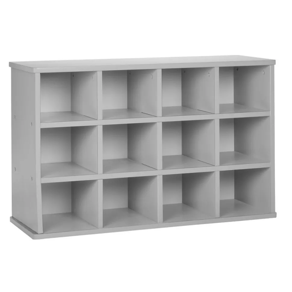 Modern Mist Laminate 12-Cubby Storage Cabinet - Light Gray