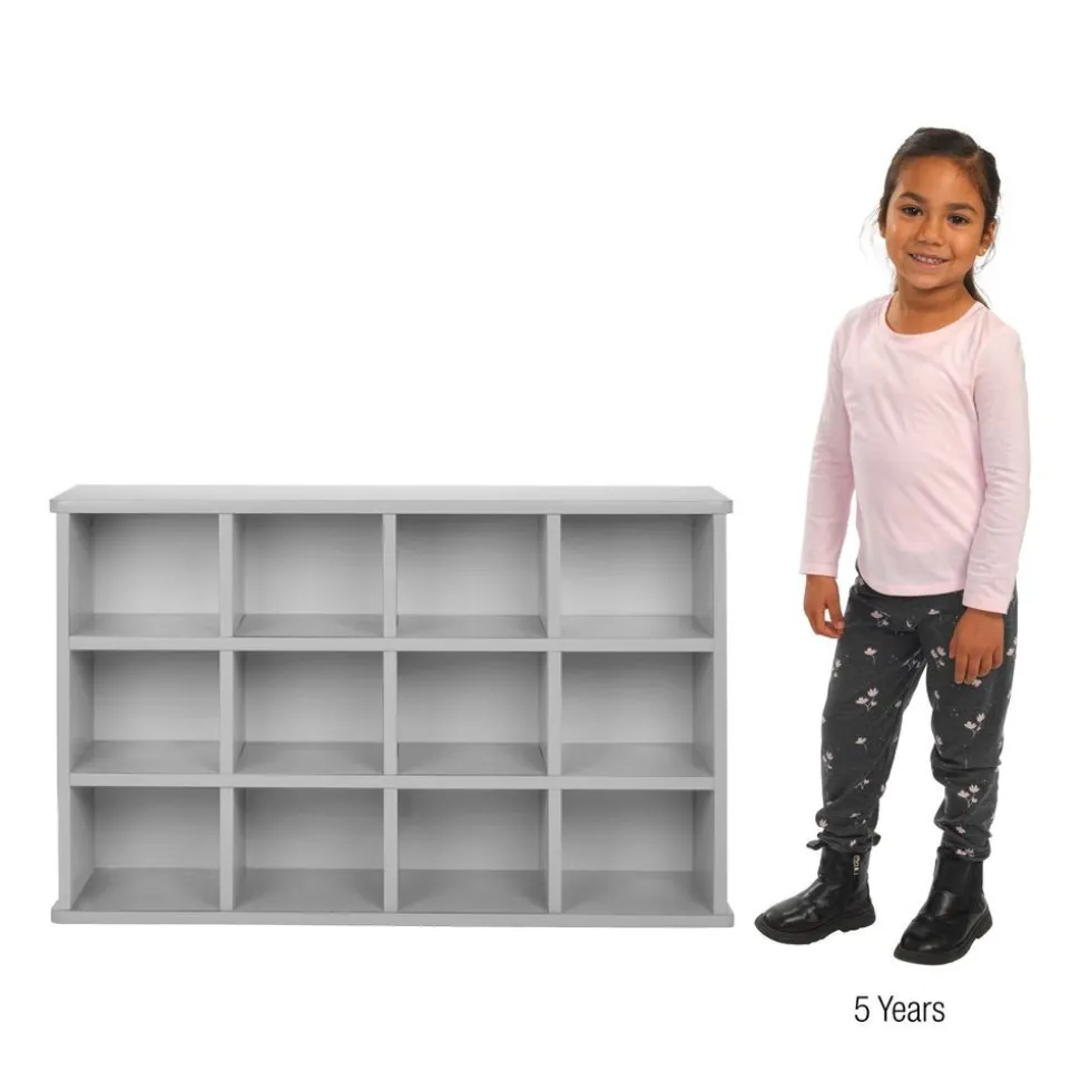 Modern Mist Laminate 12-Cubby Storage Cabinet - Light Gray