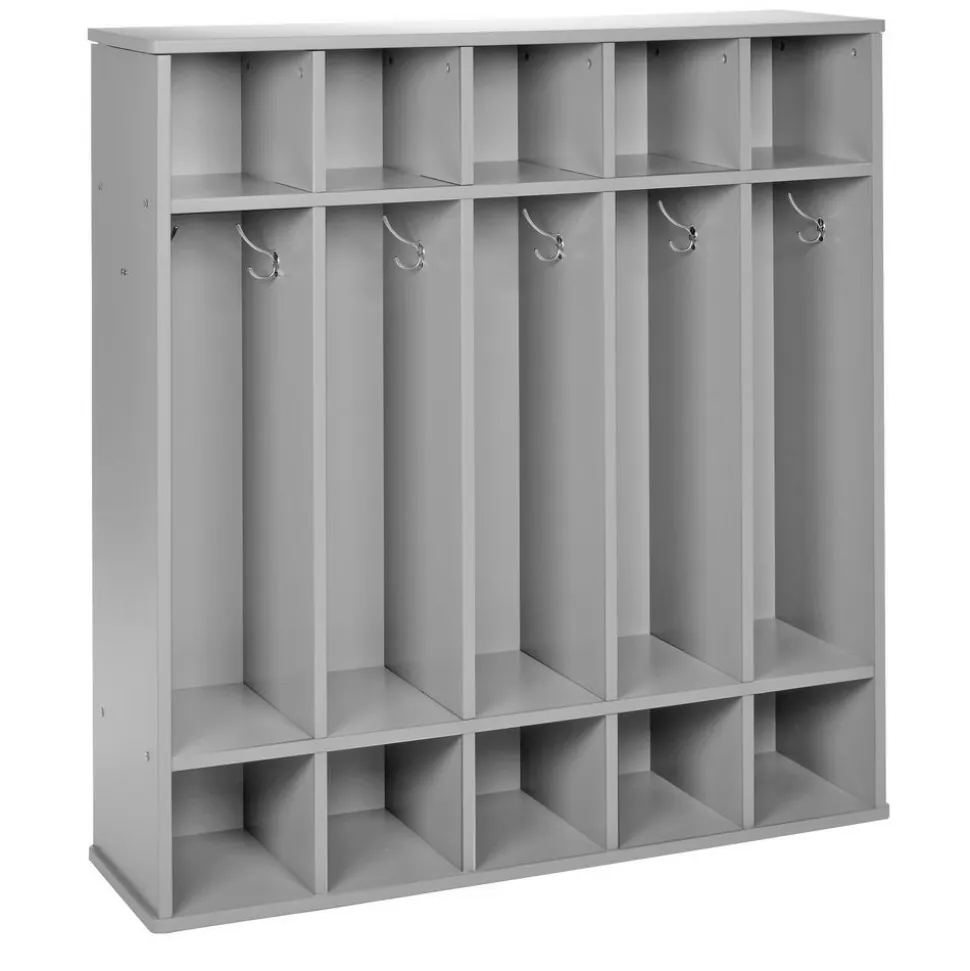 Modern Mist Laminate 5-Section Coat Locker - Light Gray