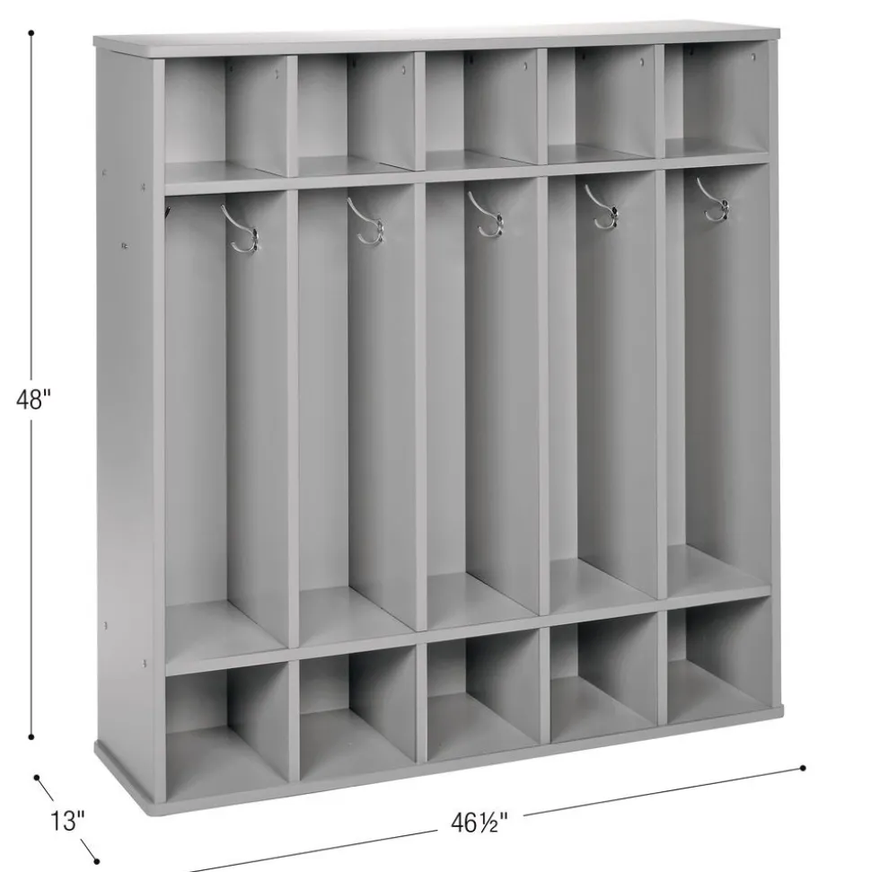 Modern Mist Laminate 5-Section Coat Locker - Light Gray