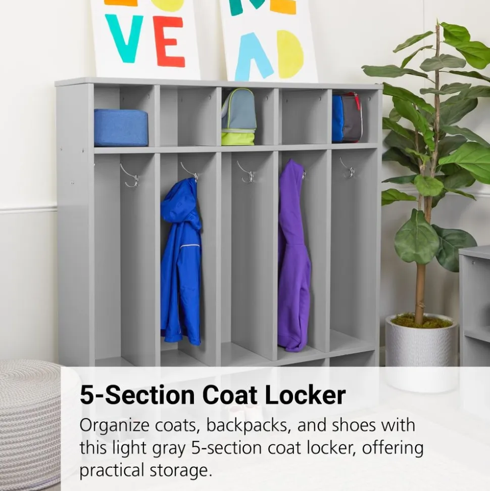 Modern Mist Laminate 5-Section Coat Locker - Light Gray