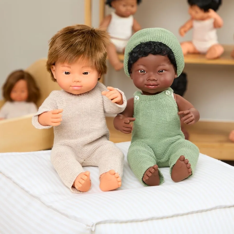 Multicultural Boy Down Syndrome 15" Dolls 4 Piece Kit