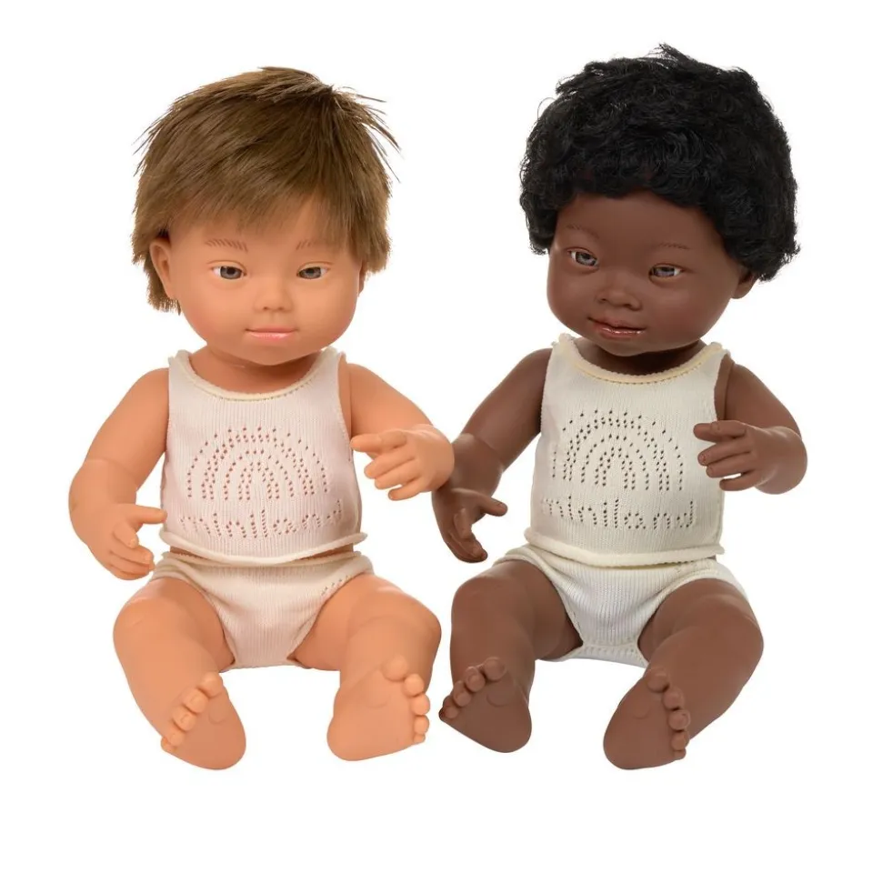 Multicultural Boy Down Syndrome 15" Dolls 4 Piece Kit
