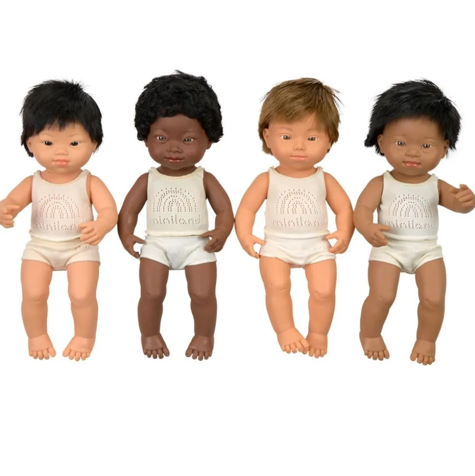 Multicultural Boy Down Syndrome 15" Dolls 4 Piece Kit